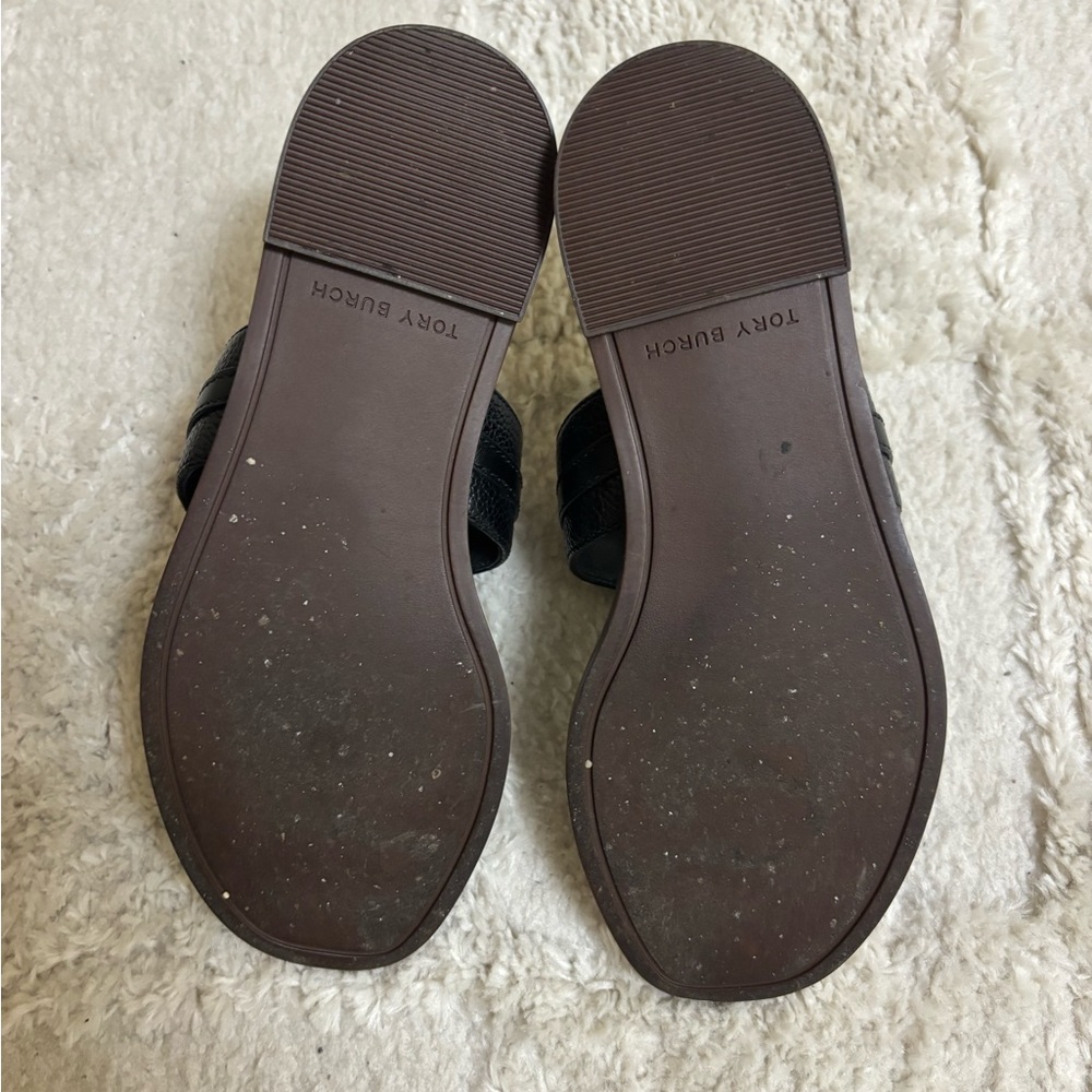 Tory Burch Black Leather Thong Sandals - Picture 2 of 2